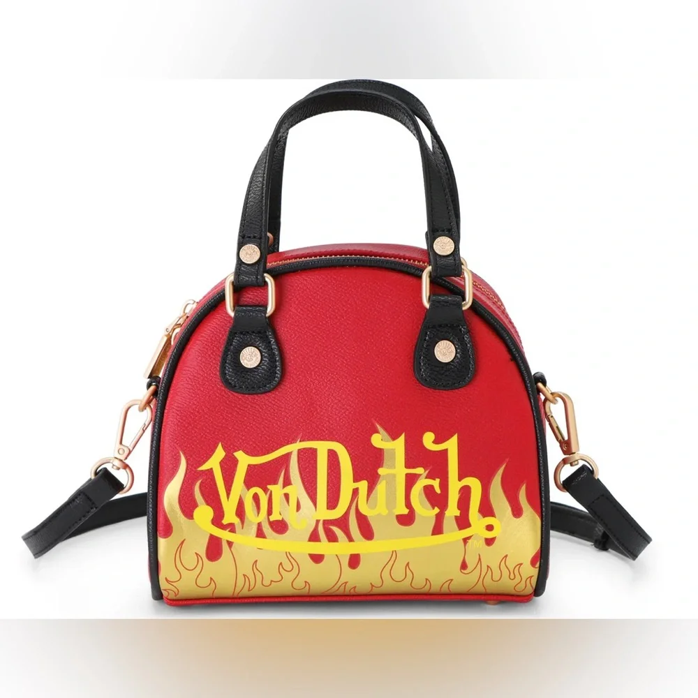 VON DUTCH "CITY OF ANGELS" RED & YELLOW BOWLING BAG NWT - Picture 1 of 7